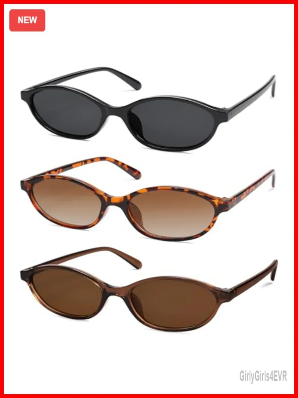 Retro Oval Cat Eye Sunglasses Women Y2K 2000s UV Protection 3 Pack